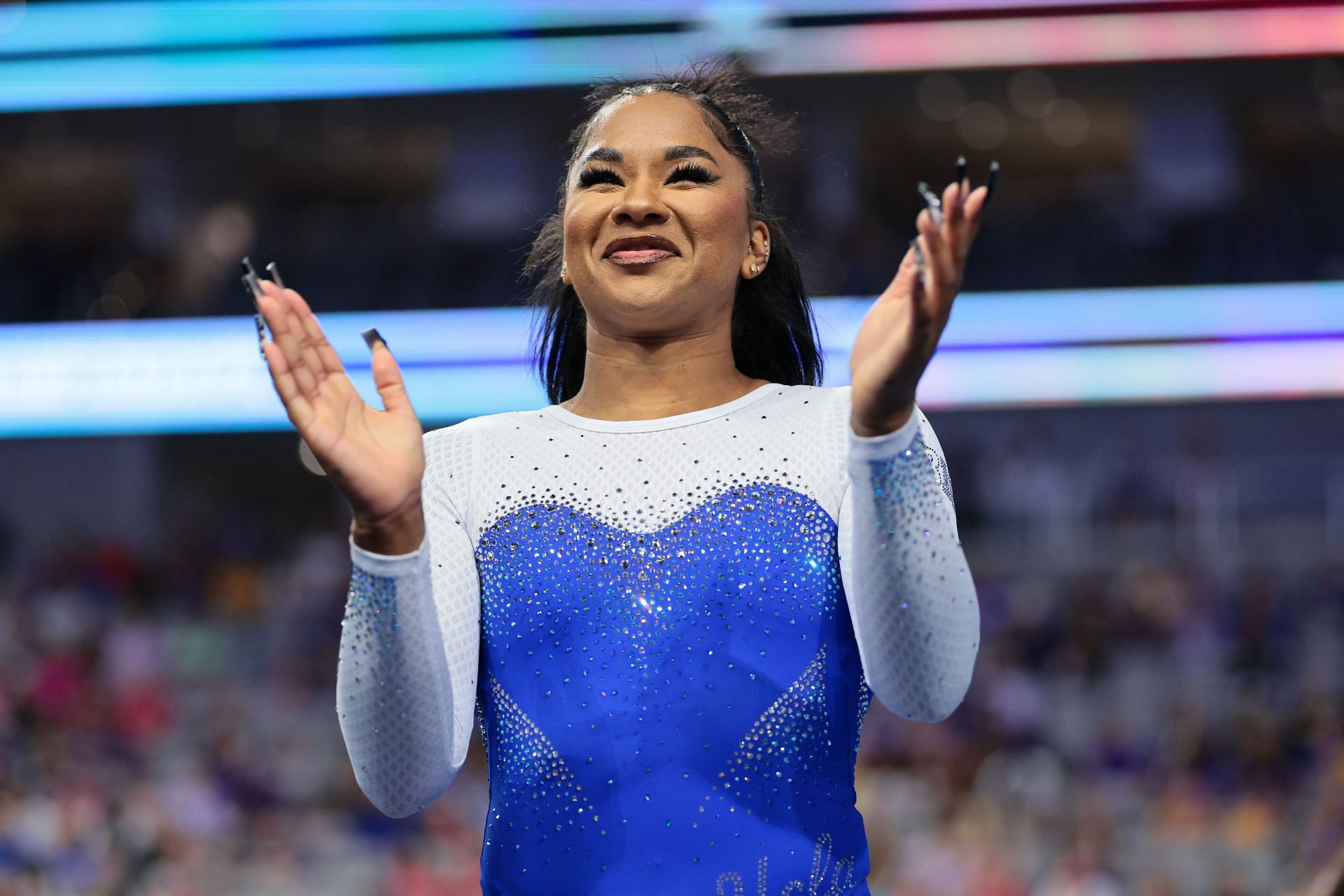 Jordan Chiles at the 2025 NCAA Women's Gymnastics Championships - Source: Getty